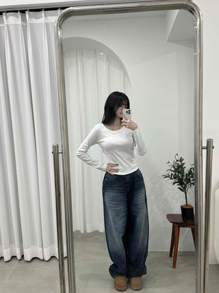Slim Fit Round Neck Long Sleeve T-shirt