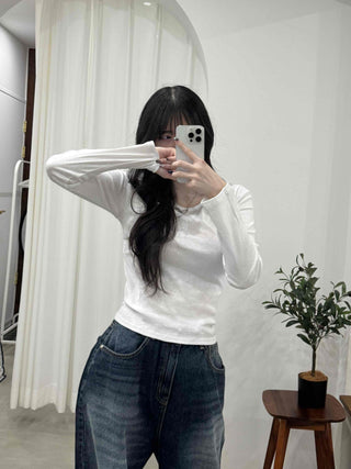 Slim Fit Round Neck Long Sleeve T-shirt