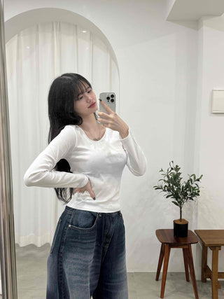Slim Fit Round Neck Long Sleeve T-shirt