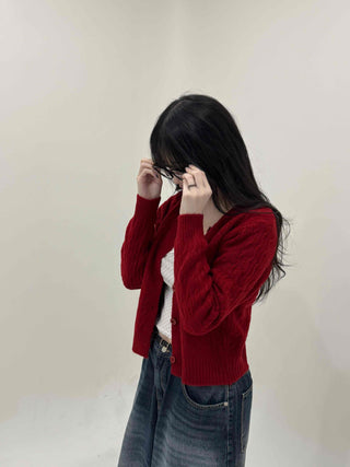 Avant-garde Cable Knit Short Cardigan