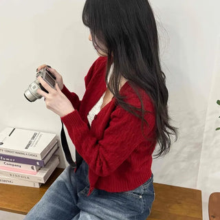 Avant-garde Cable Knit Short Cardigan