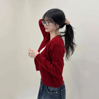 Avant-garde Cable Knit Short Cardigan