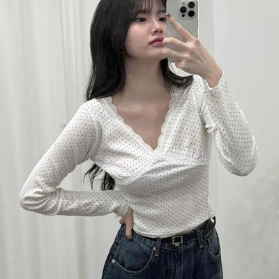 Glam Lace Dot Cross Long Sleeve T-shirt