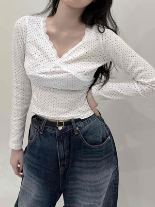 Glam Lace Dot Cross Long Sleeve T-shirt
