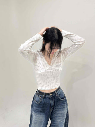 Glam Lace Dot Cross Long Sleeve T-shirt