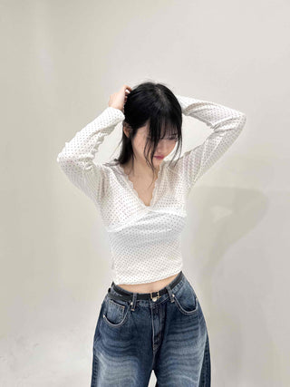 Glam Lace Dot Cross Long Sleeve T-shirt