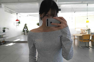 Soft Daily Wide Boat Neck Striped Long Sleeve Tee