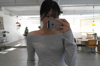Soft Daily Wide Boat Neck Striped Long Sleeve Tee