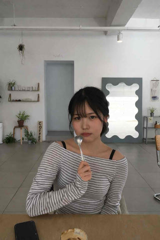Soft Daily Wide Boat Neck Striped Long Sleeve Tee