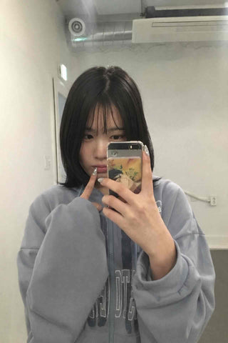 Lettering Print Oversized Zip-Up Hoodie