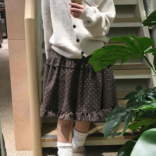 Folding Asymmetrical Neck Button Knit Cardigan