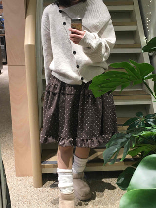 Folding Asymmetrical Neck Button Knit Cardigan