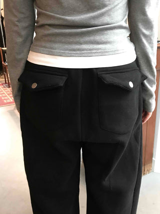 Button Pocket Wide Sweatpants