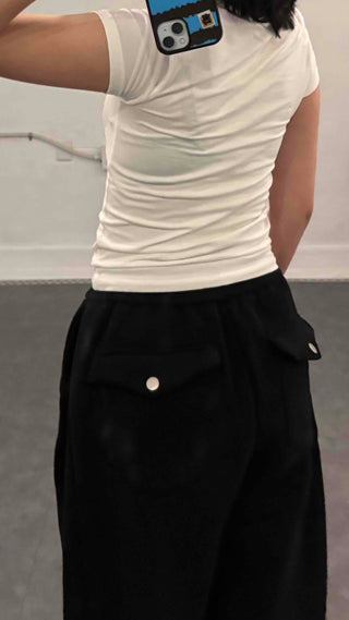 Button Pocket Wide Sweatpants