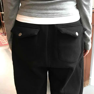 Button Pocket Wide Sweatpants