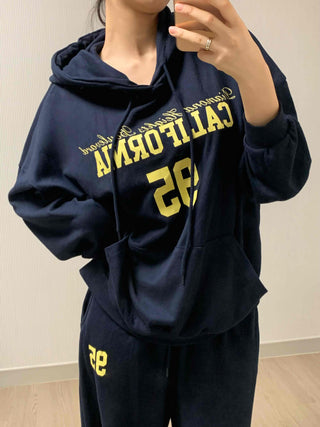 Lettering Oversized Hoodie Tracksuit Set
