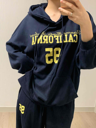 Lettering Oversized Hoodie Tracksuit Set