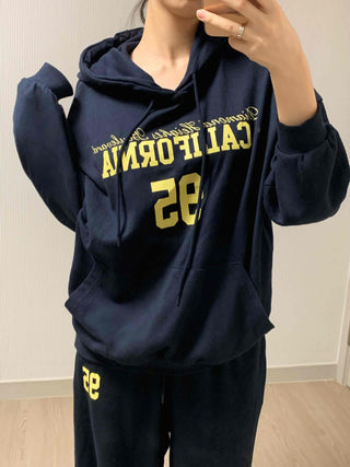 Lettering Oversized Hoodie Tracksuit Set