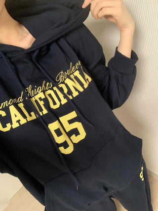 Lettering Oversized Hoodie Tracksuit Set