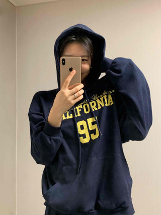 Lettering Oversized Hoodie Tracksuit Set
