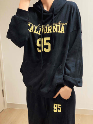 Lettering Oversized Hoodie Tracksuit Set