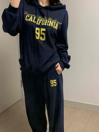 Lettering Oversized Hoodie Tracksuit Set