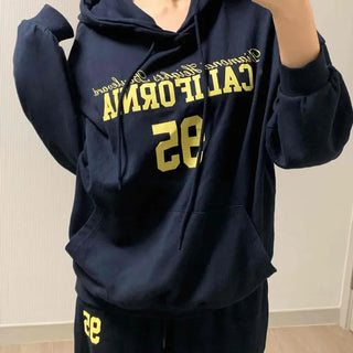 Lettering Oversized Hoodie Tracksuit Set