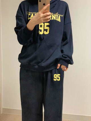 Lettering Oversized Hoodie Tracksuit Set