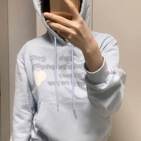 Heart Lettering Print Hoodie