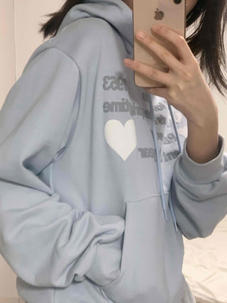 Heart Lettering Print Hoodie