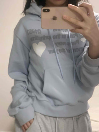 Heart Lettering Print Hoodie