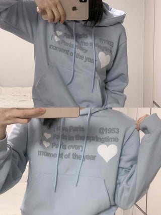 Heart Lettering Print Hoodie