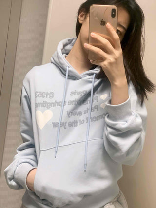 Heart Lettering Print Hoodie