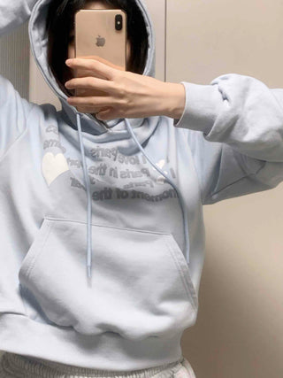 Heart Lettering Print Hoodie