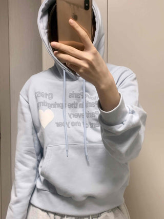 Heart Lettering Print Hoodie