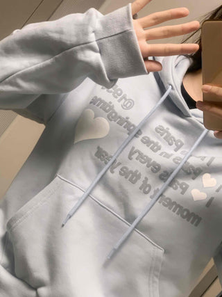 Heart Lettering Print Hoodie