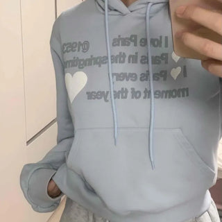 Heart Lettering Print Hoodie