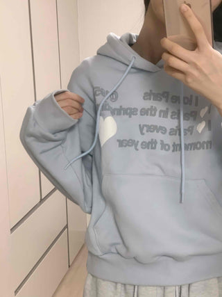 Heart Lettering Print Hoodie