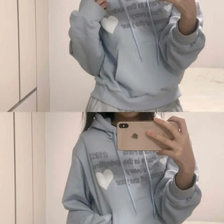 Heart Lettering Print Hoodie