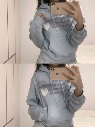 Heart Lettering Print Hoodie