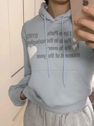 Heart Lettering Print Hoodie