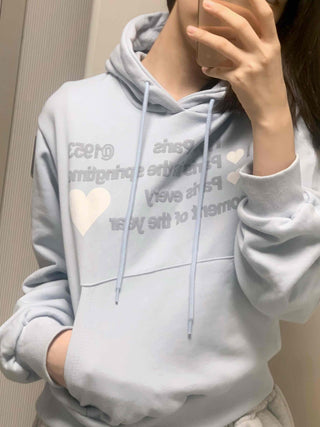 Heart Lettering Print Hoodie