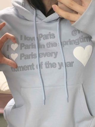 Heart Lettering Print Hoodie
