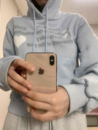 Heart Lettering Print Hoodie