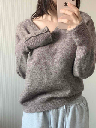 Everyday Natural Melange V-Neck Knit