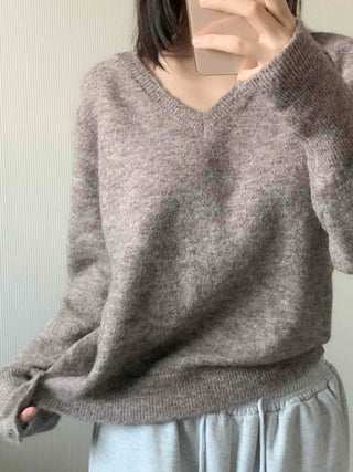 Everyday Natural Melange V-Neck Knit