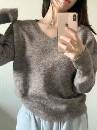 Everyday Natural Melange V-Neck Knit