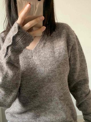 Everyday Natural Melange V-Neck Knit