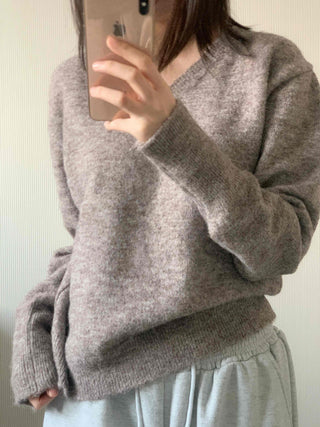 Everyday Natural Melange V-Neck Knit
