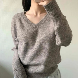 Everyday Natural Melange V-Neck Knit